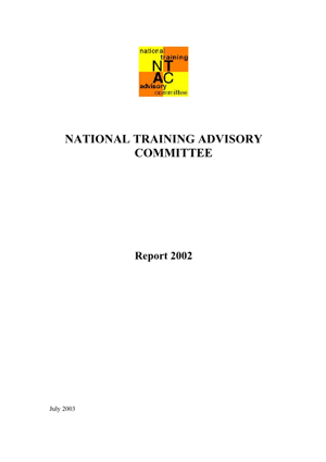 National Training Advisory Committee Report 2002